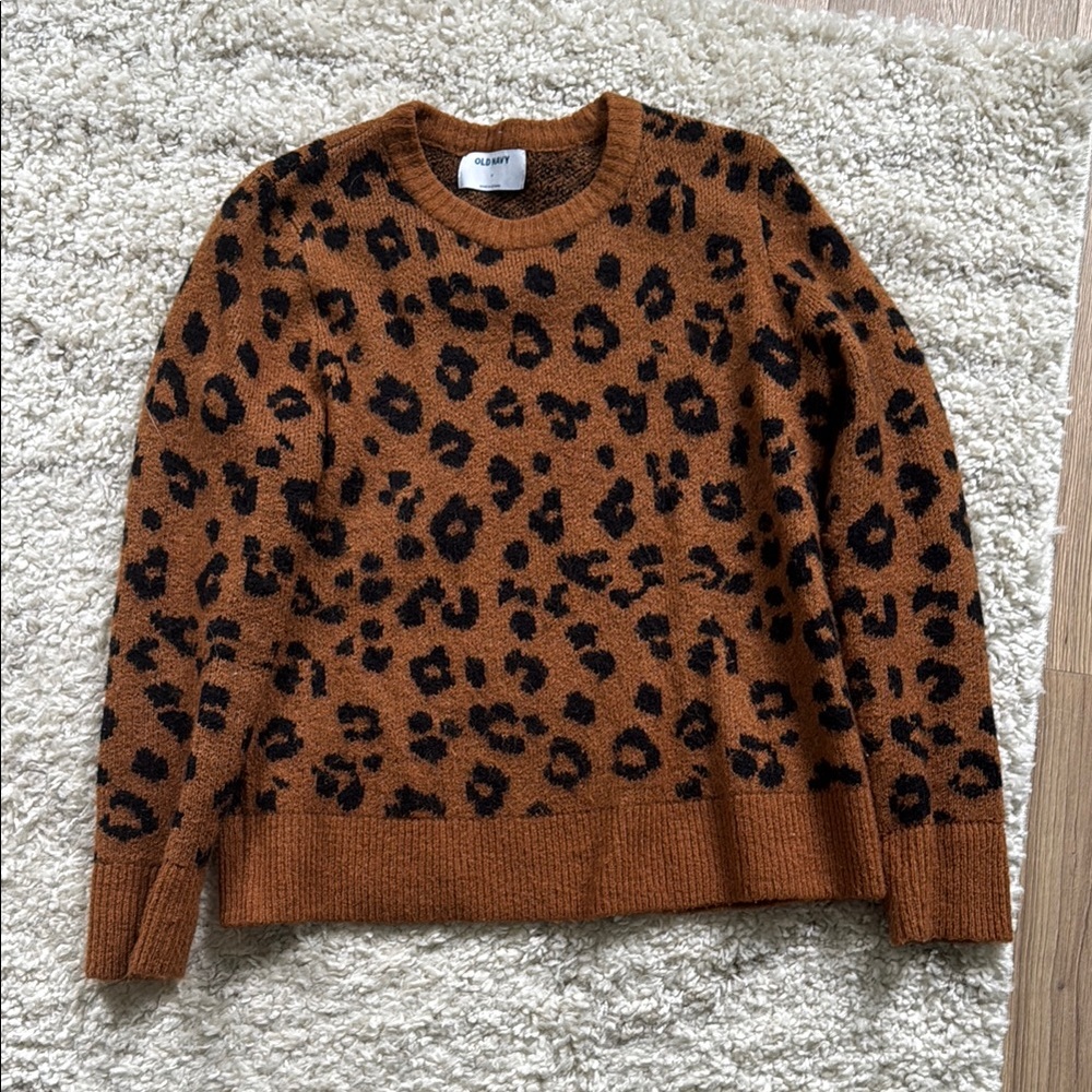 Leopard Print Sweater - Brown and Black size medium